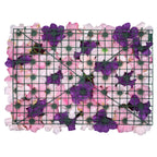 Hydrangea Artificial Flower Wall Panel 60cm x 40cm - Purple & Pink with Leaves