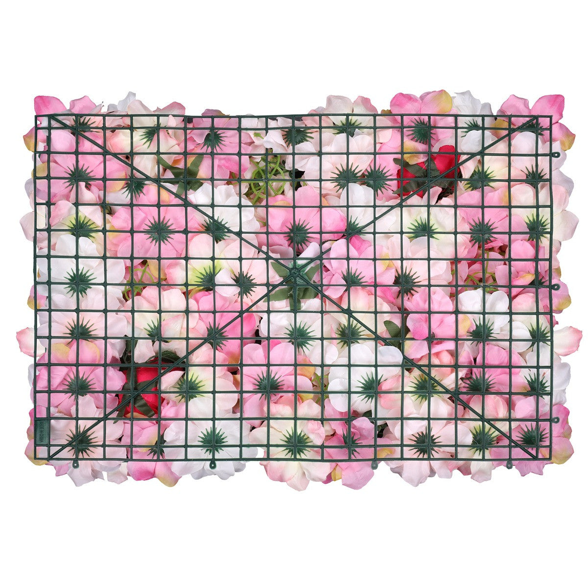 Hydrangea Artificial Flower Wall Panel 60cm x 40cm - Rose Pink with Leaves