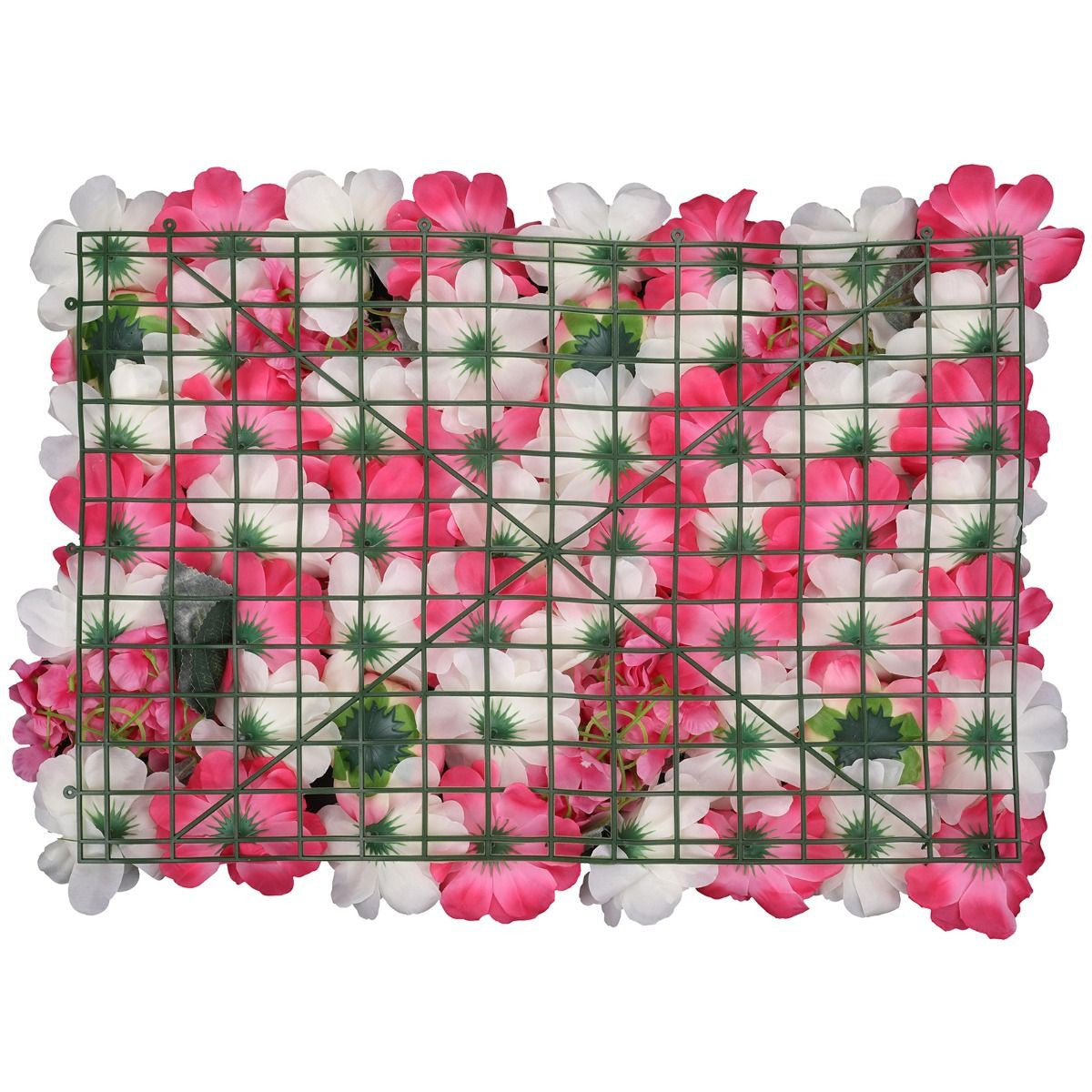 Hydrangea Artificial Flower Wall Panel 60cm x 40cm - Pink & White with Leaves