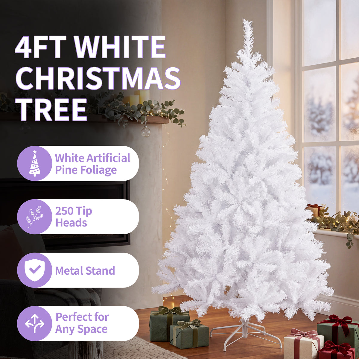 White Artificial Christmas Tree - 4ft/5ft/6ft