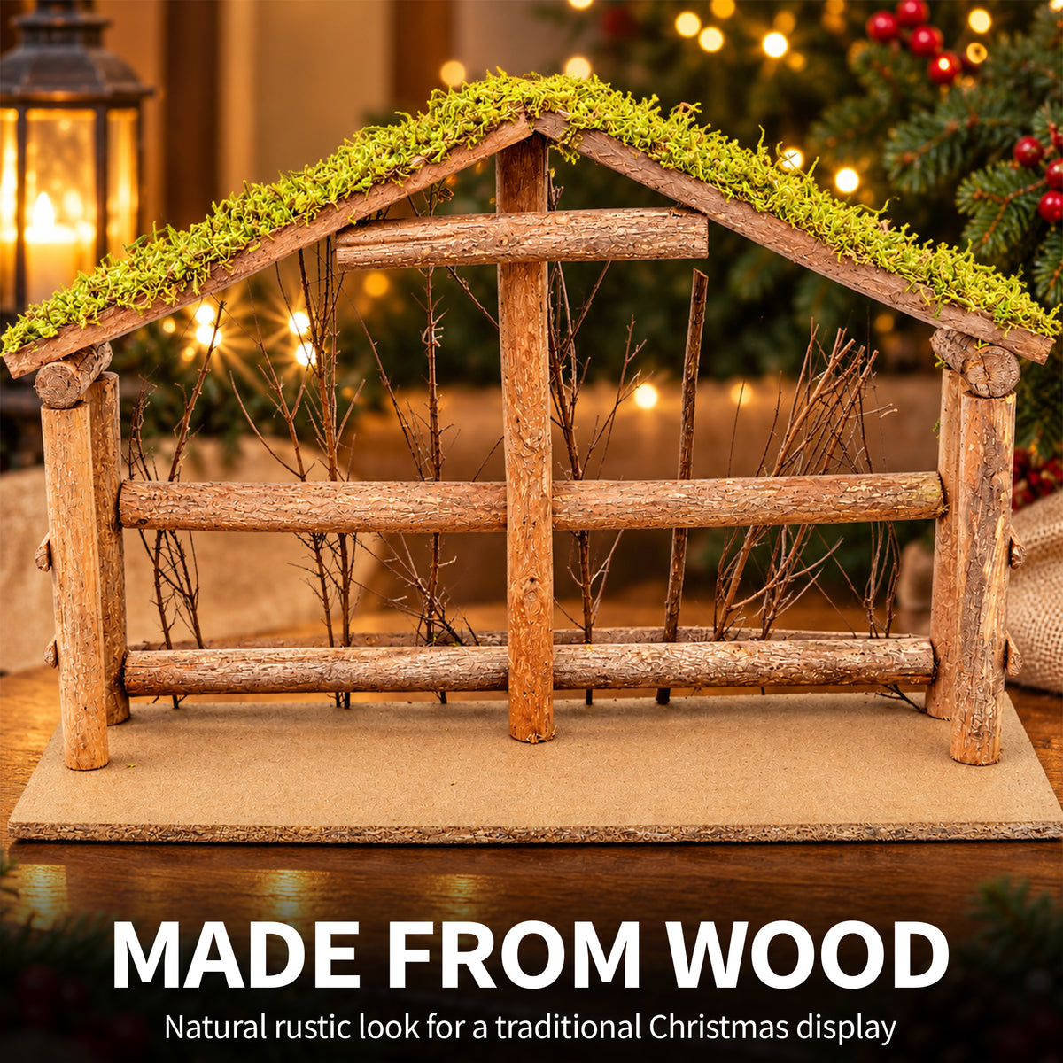 Wood Nativity Stable - Large
