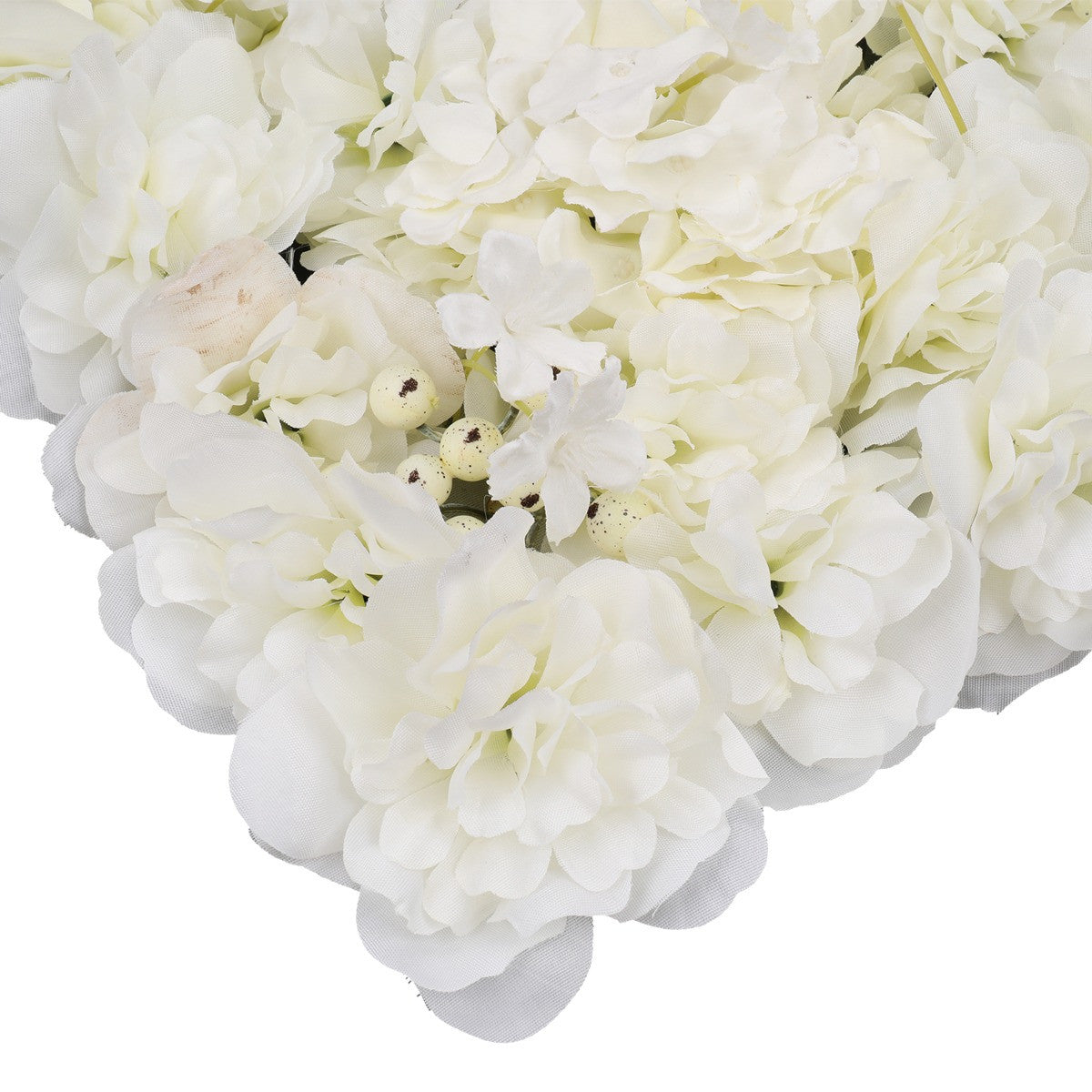 Hydrangea Artificial Flower Wall Panel 60cm x 40cm - Ivory with Berries