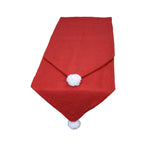 35cm x 180cm Red Felt Festive Table Runner with Snowflake Pom-Pom