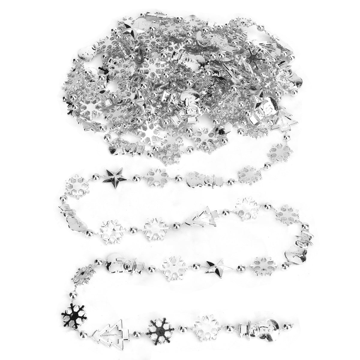5M Christmas Bead Chain Garland with Snowflake, Snowman & Tree Charms