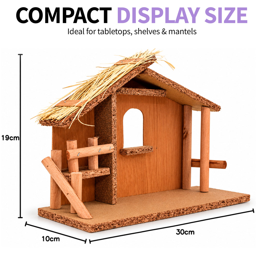 Wood Nativity Stable - Small
