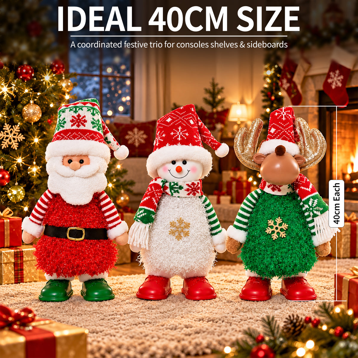 Animated Santa, Snowman and Reindeer Christmas Figures with LED Lights