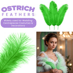 35-40cm Loose Ostrich Feathers, 5pcs - Green