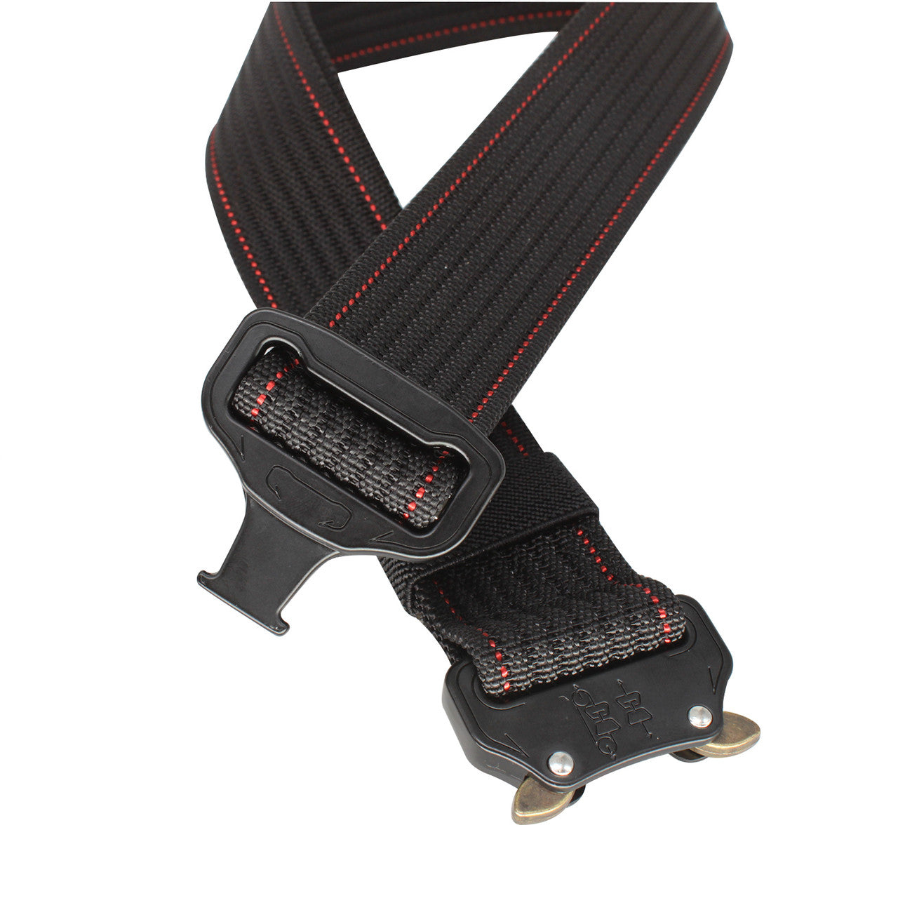 Heavy Duty Black Webbing Belt with Red Stitch