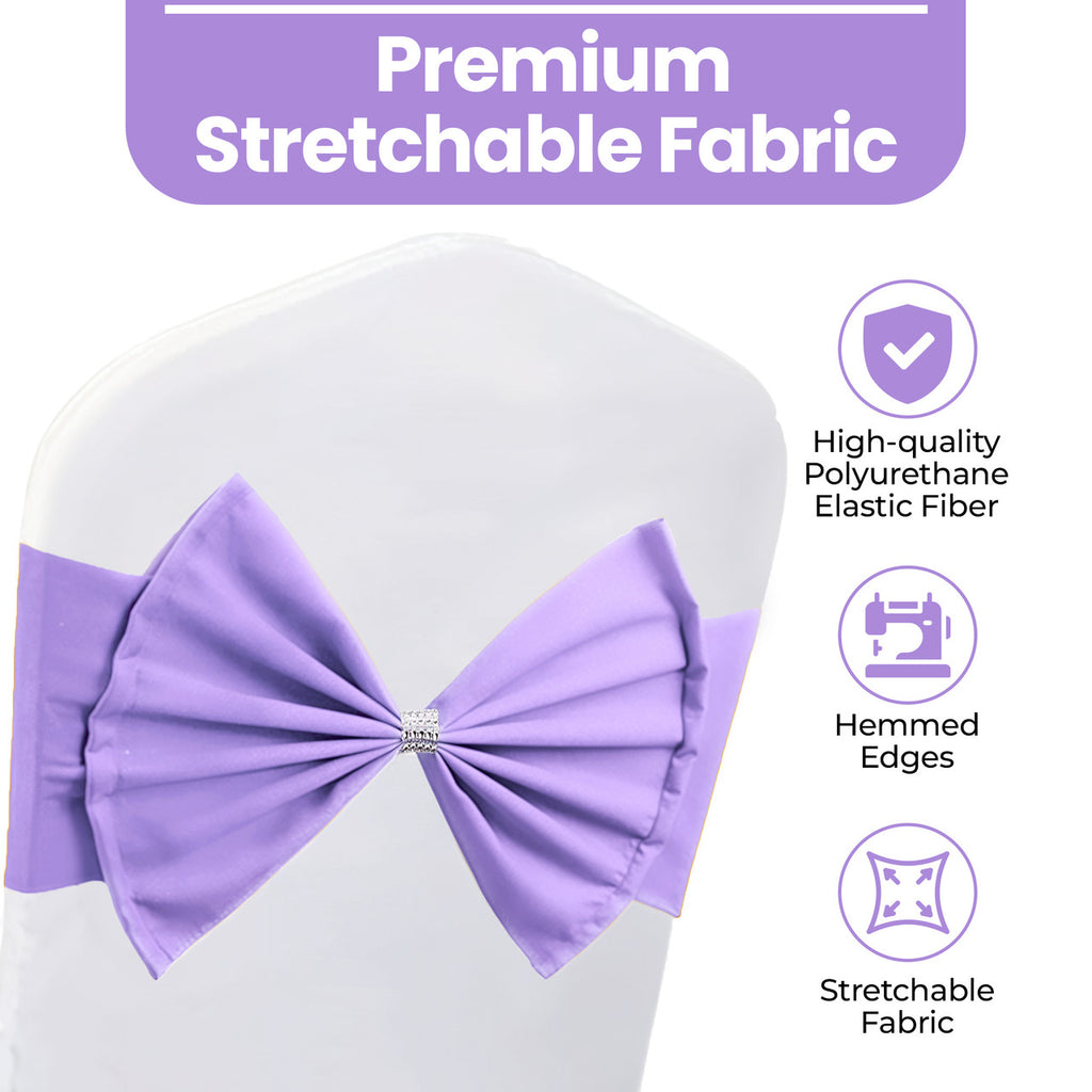 Spandex Chair Band with Large Bow - Lavender