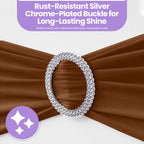 Spandex Chair Band with Round Diamante Buckle - Chocolate