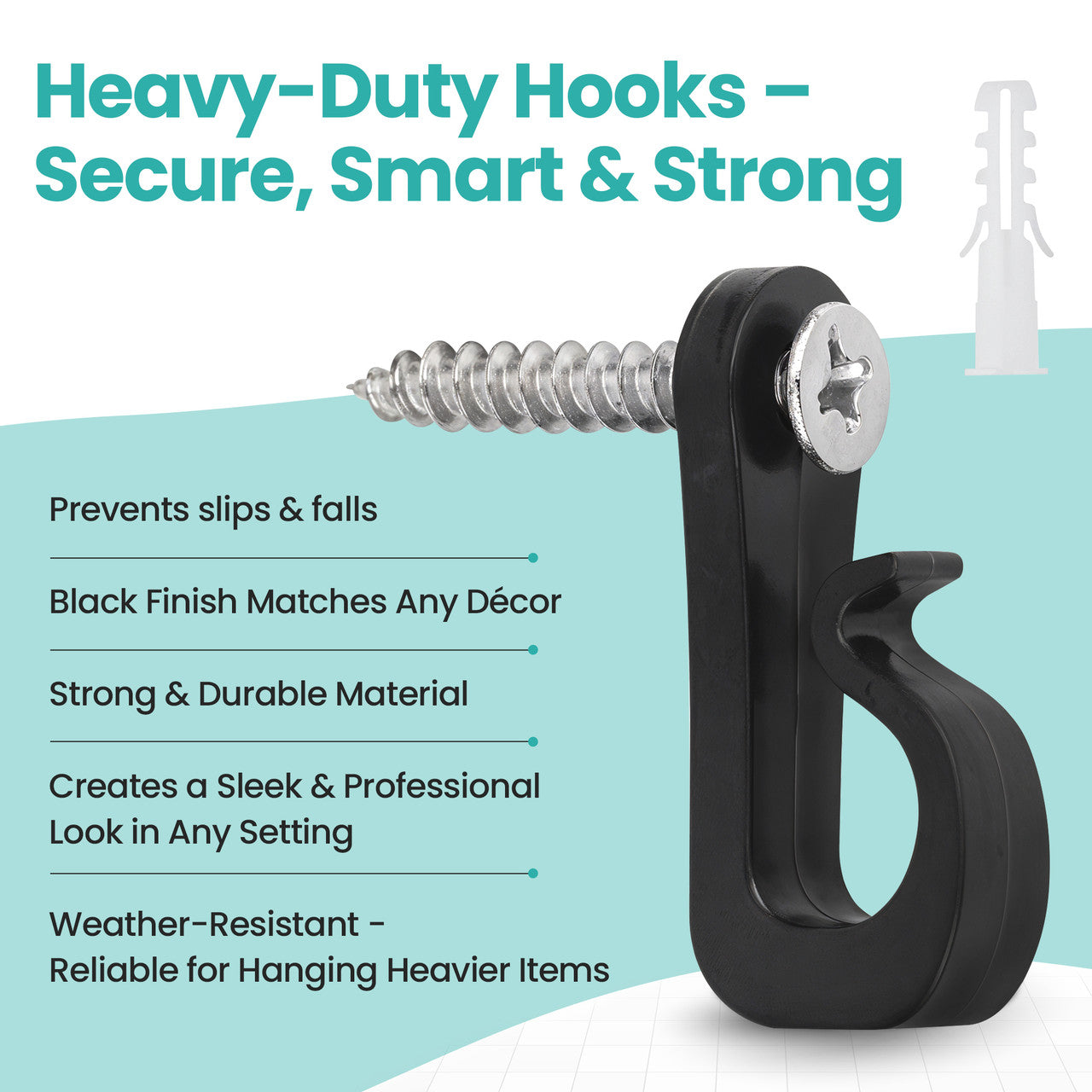 Q Hanger Screw Hooks - Black