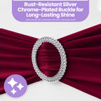 Spandex Chair Band with Round Diamante Buckle - Burgundy