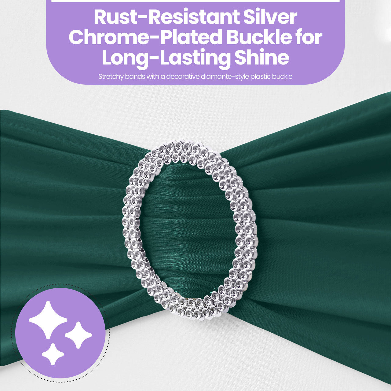 Spandex Chair Band with Round Diamante Buckle - Hunter Green