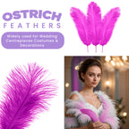 35-40cm Loose Ostrich Feathers, 5pcs - Hot Pink