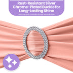 Spandex Chair Band with Round Diamante Buckle - Rose Gold