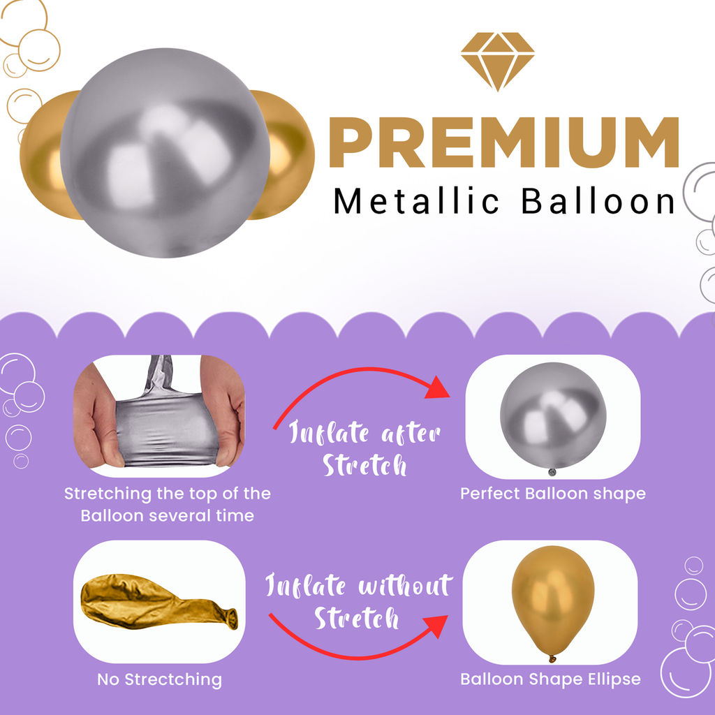 Metallic Shiny Balloons - Silver & Gold