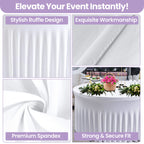 60" Round Spandex Tablecloth with Skirt - White