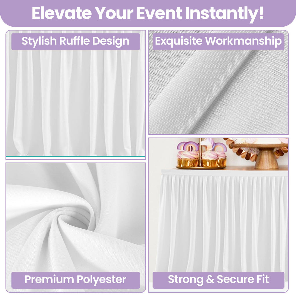 Polyester Table Skirt - White