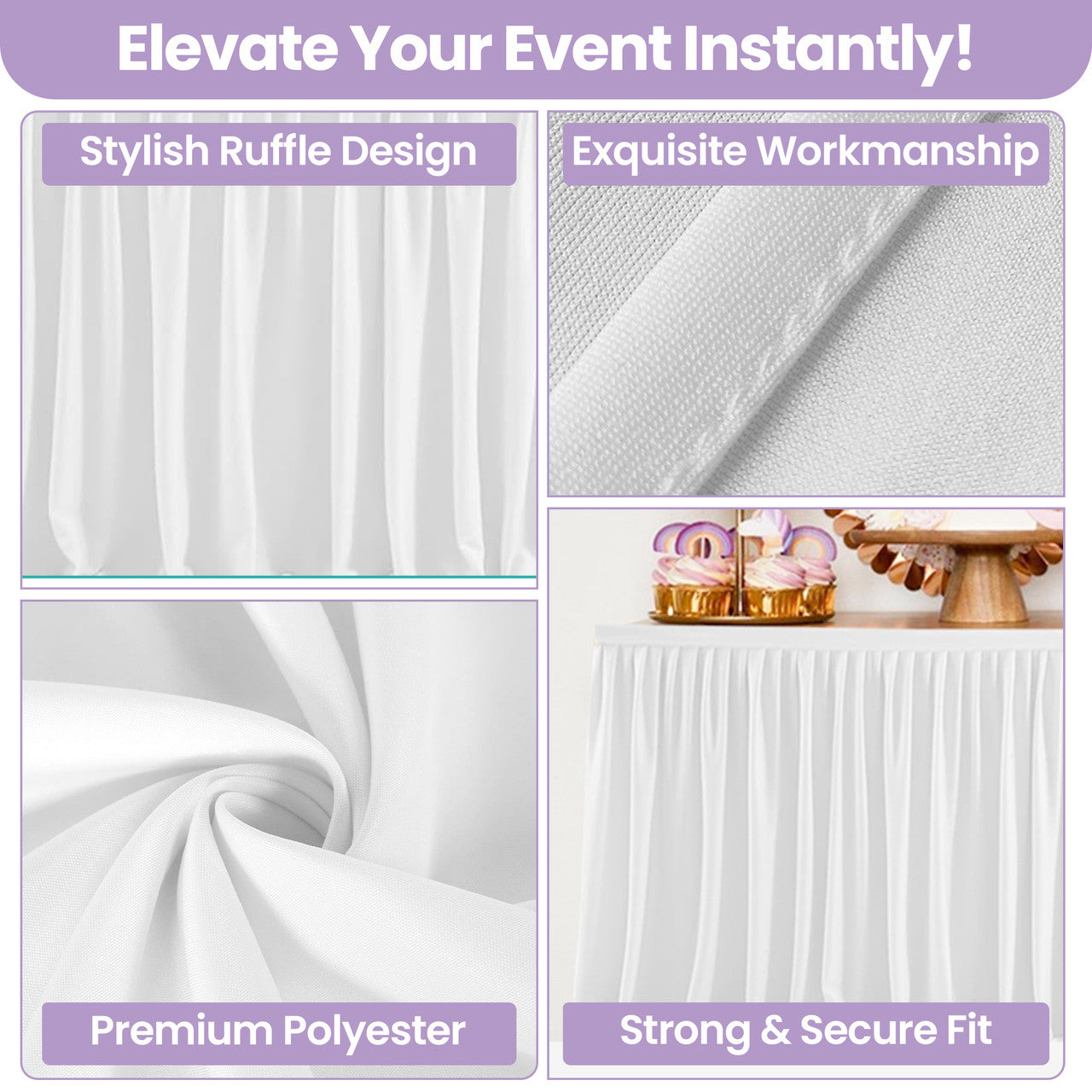 Polyester Table Skirt - White