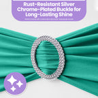 Spandex Chair Band with Round Diamante Buckle - Turquoise