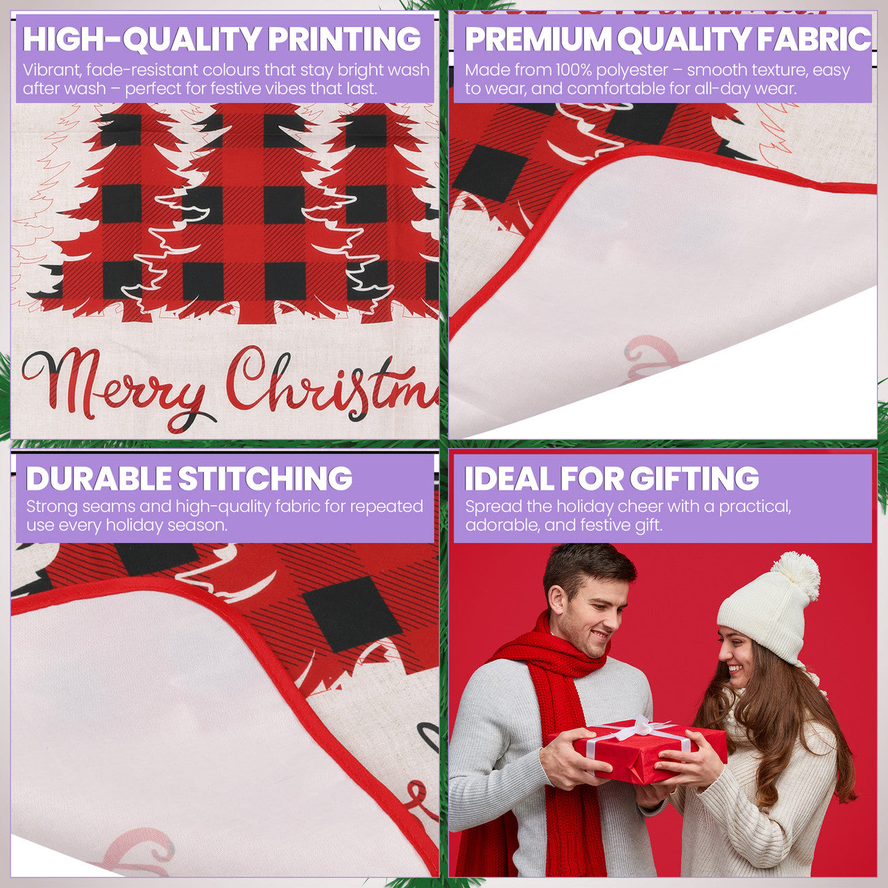 Unisex Christmas Apron for Adults - Red and Black Plaid Design