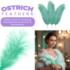 35-40cm Loose Ostrich Feathers, 5pcs - Mint