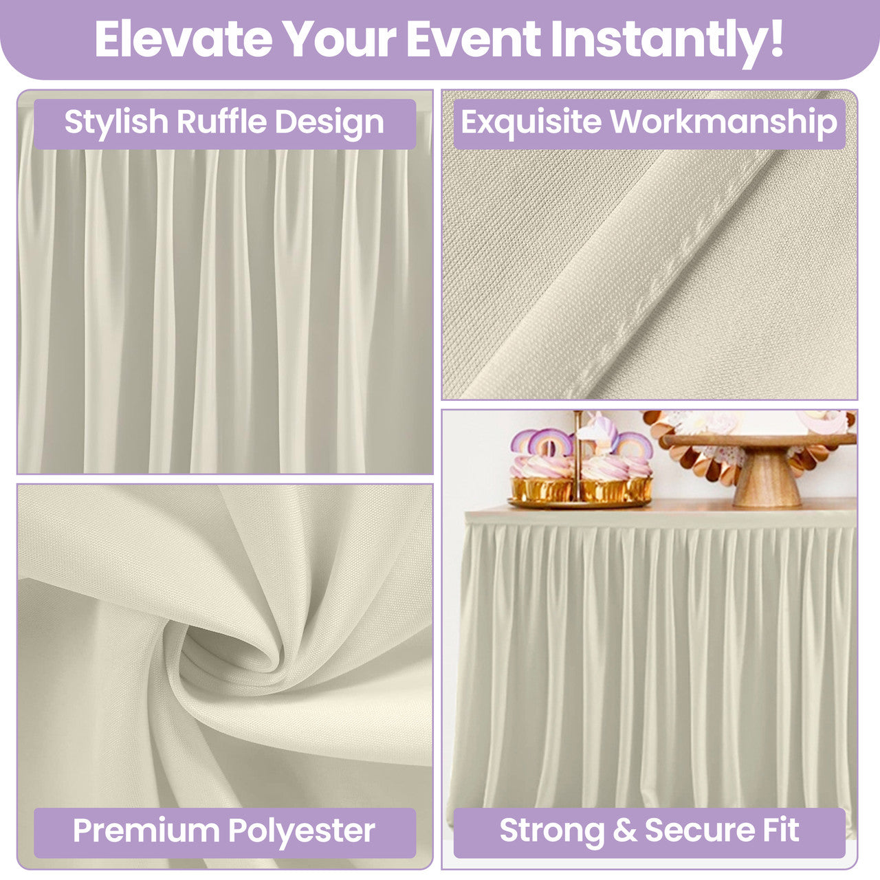 Polyester Table Skirt - Ivory