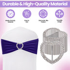 Heart Silver Slider Buckle Chair Bands - 5pcs