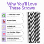 Black & White Biodegradable Paper Straws