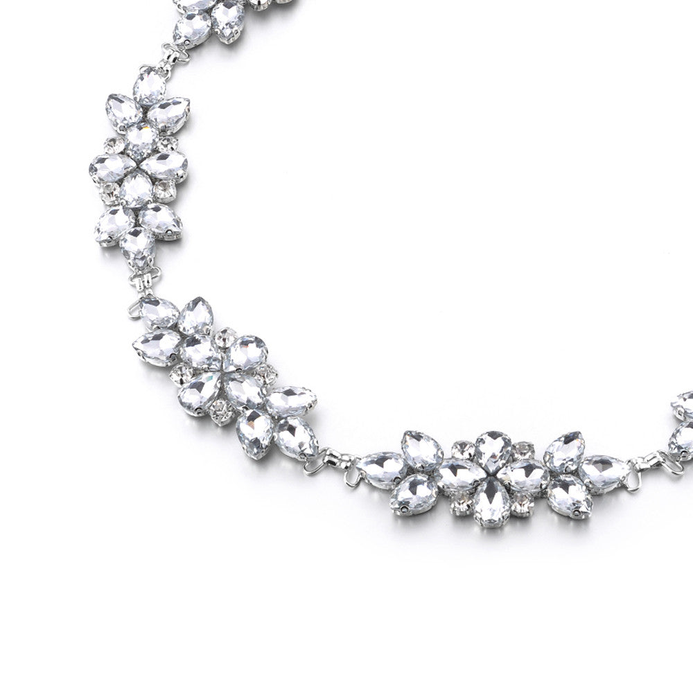 Diamante Flower Motif Belt - Silver