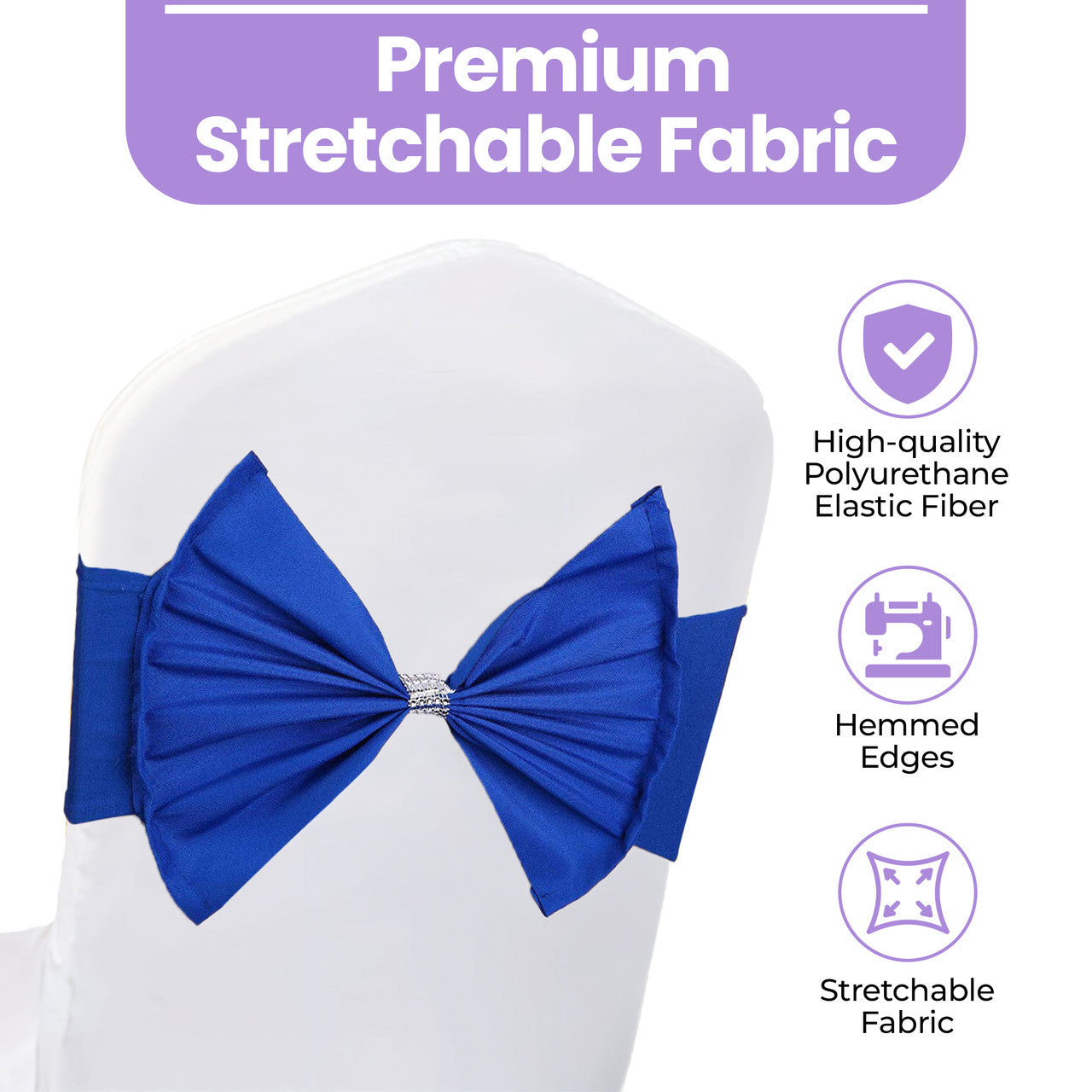 Spandex Chair Band with Large Bow - Royal Blue