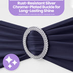 Spandex Chair Band with Round Diamante Buckle - Navy Blue