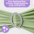 Spandex Chair Band with Round Diamante Buckle - Sage Green