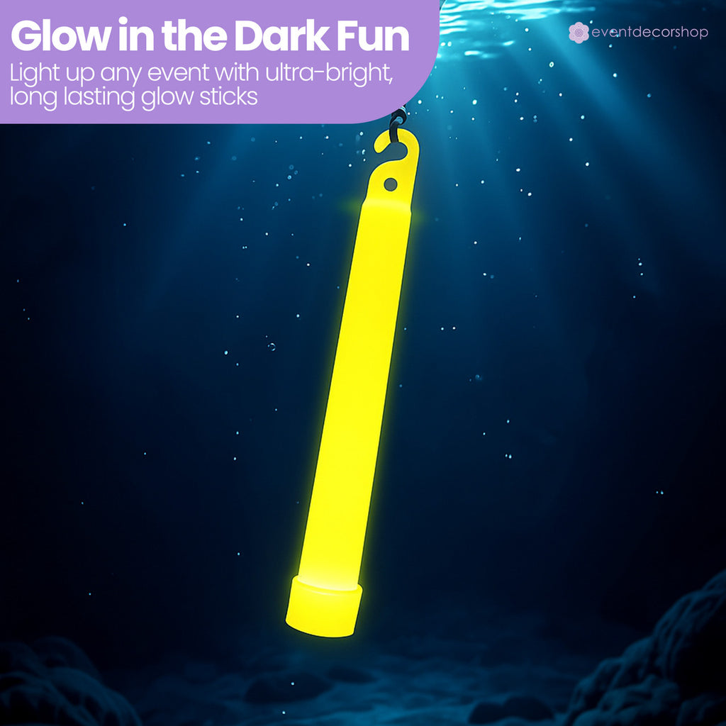 6" Premium Neon Glow Sticks (Pack of 25) - Yellow