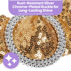 Sparkling Sequin Chair Bands with Diamante Buckle - Gold