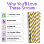 Gold & White Biodegradable Paper Straws