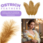 35-40cm Loose Ostrich Feathers, 5pcs - Gold
