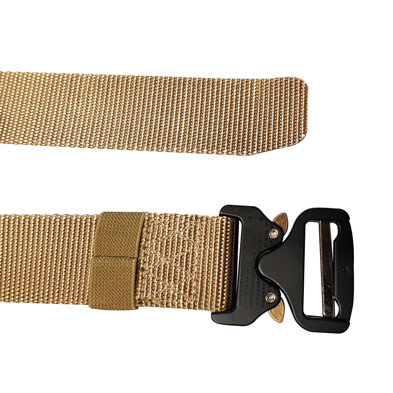 Webbing Belt Heavy Duty Black Buckle - Khaki