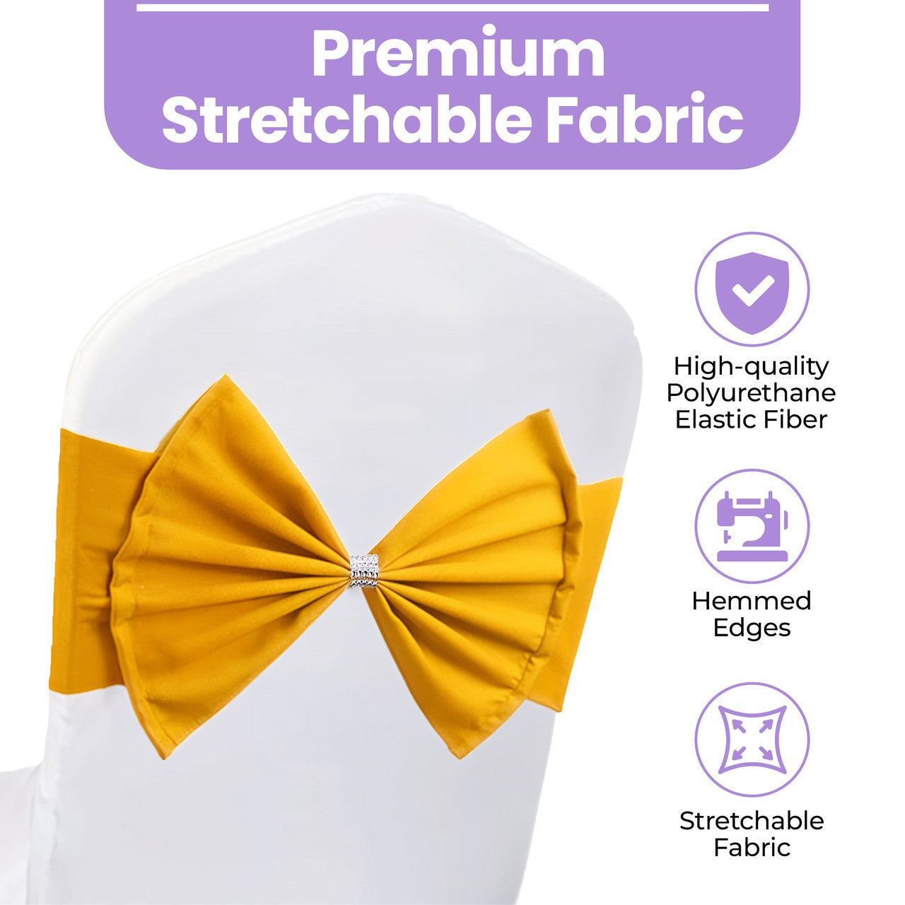 Spandex Chair Band with Large Bow - Gold