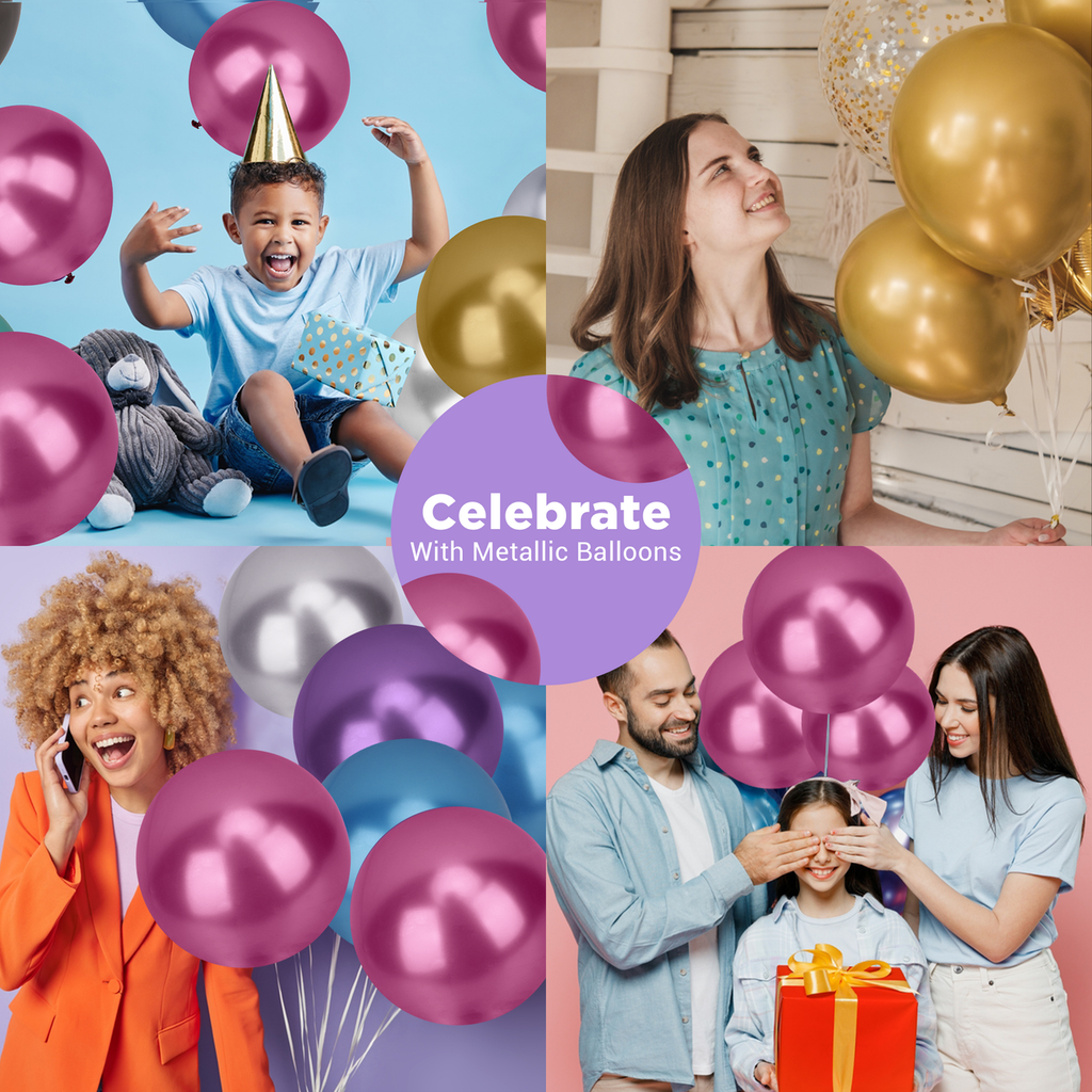 Metallic Shiny Balloons - Rose Pink