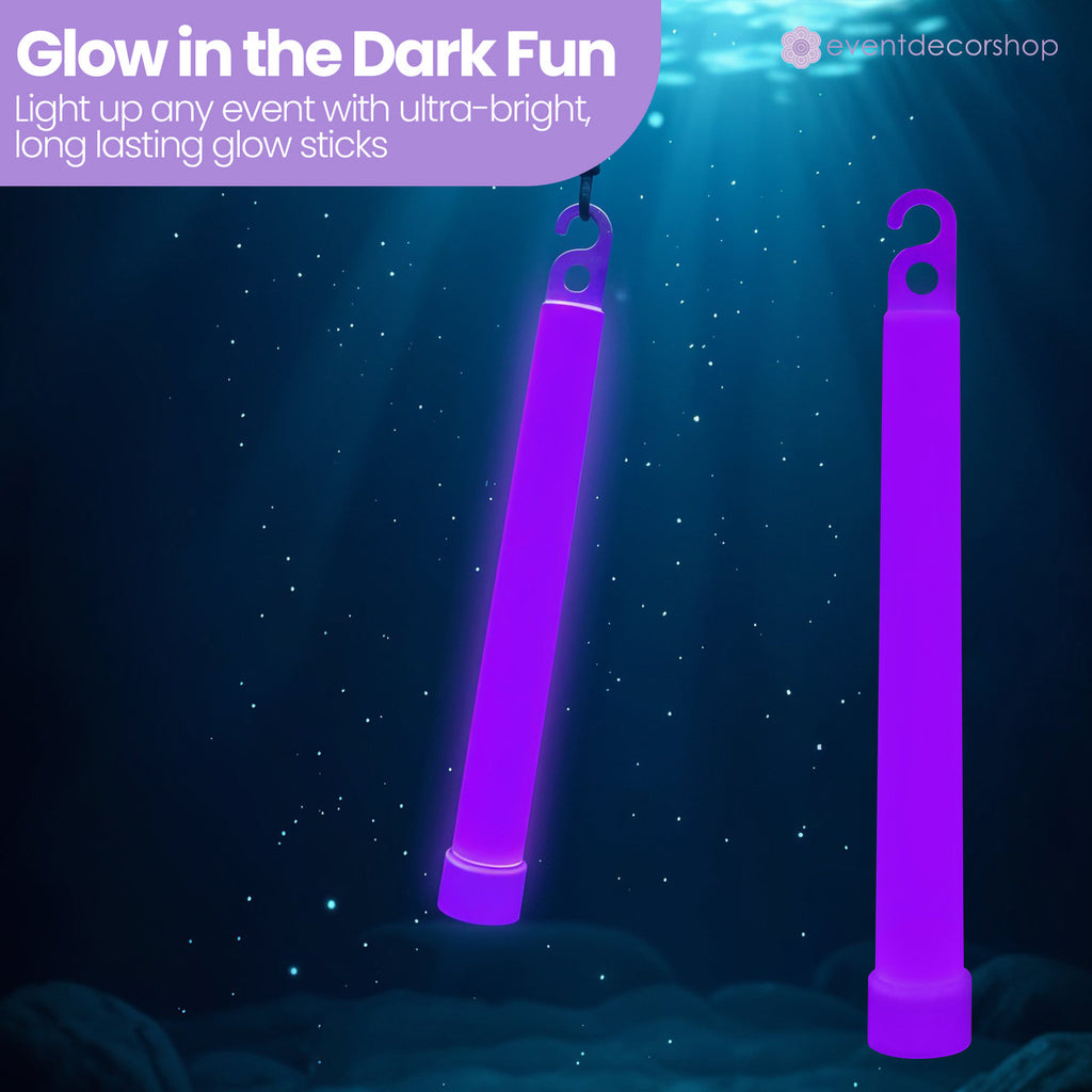 6" Premium Neon Glow Sticks (Pack of 25) - Purple