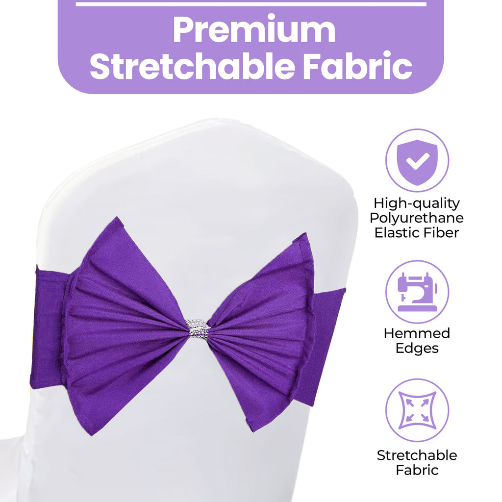 Spandex Chair Band with Large Bow - Purple
