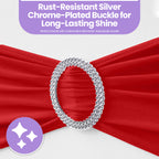 Spandex Chair Band with Round Diamante Buckle - Red