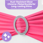 Spandex Chair Band with Round Diamante Buckle - Hot Pink