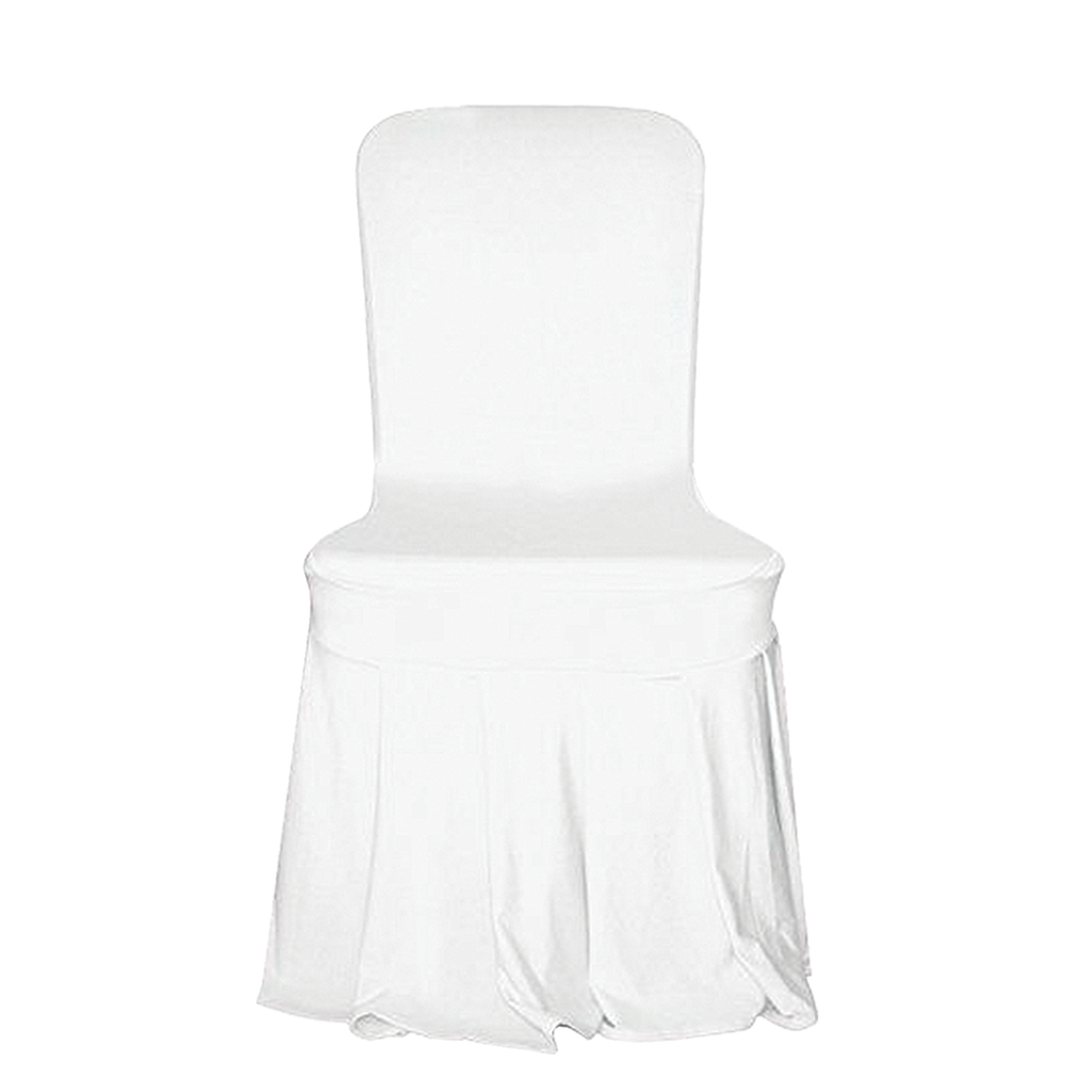 White Spandex Chair Cover with Ruffled Skirt