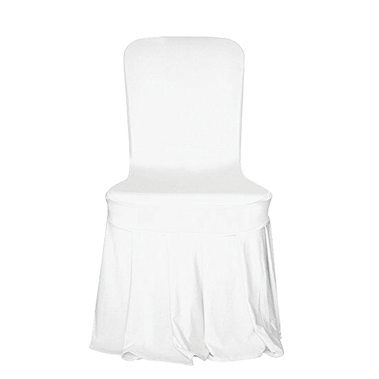 White Spandex Chair Cover with Ruffled Skirt
