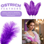 35-40cm Loose Ostrich Feathers, 5pcs - Purple