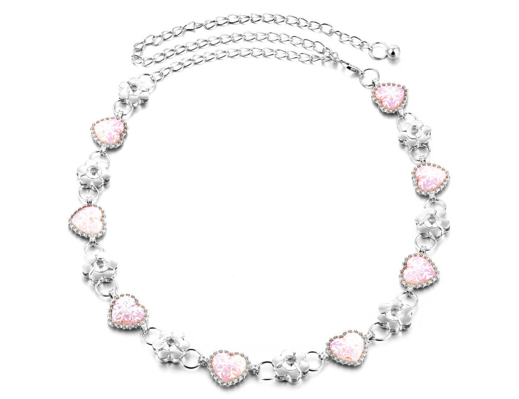 Charms Belt with Heart - White