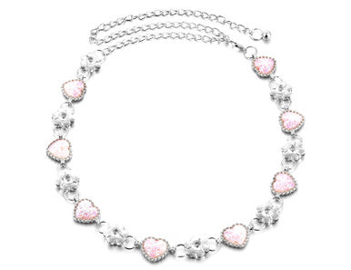 Charms Belt with Heart - White