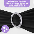 Spandex Chair Band with Round Diamante Buckle - Black